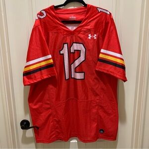 Men’s University of Maryland Football Jersey #12 Trader Red Under Armour SZ XXL